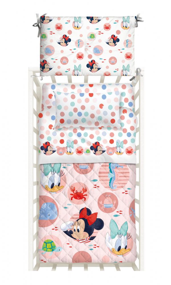 Vacchetti | Completo Lenzuola Lettino Disney Baby Minnie Cotone