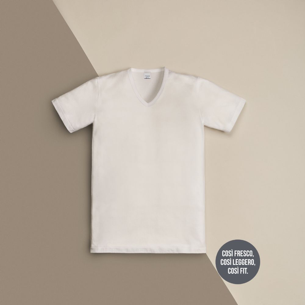 Vacchetti | T-Shirt Uomo Mezza Manica Scollo V 2540 Filoscozia
