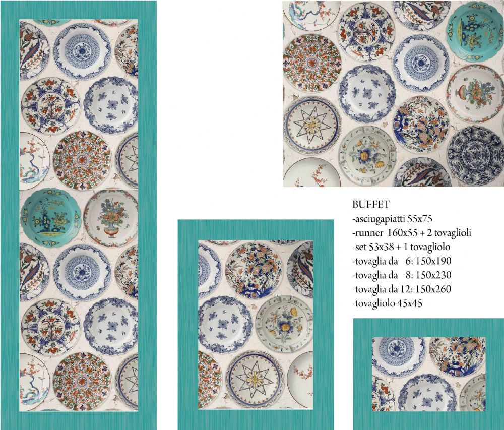 Vacchetti | Runner + 2 Tovaglioli Buffet saia di cotone