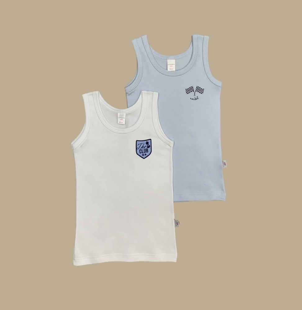 Vacchetti | 2 Canottiere Spalla Larga Bambino 33111/02 Caldo Cotone