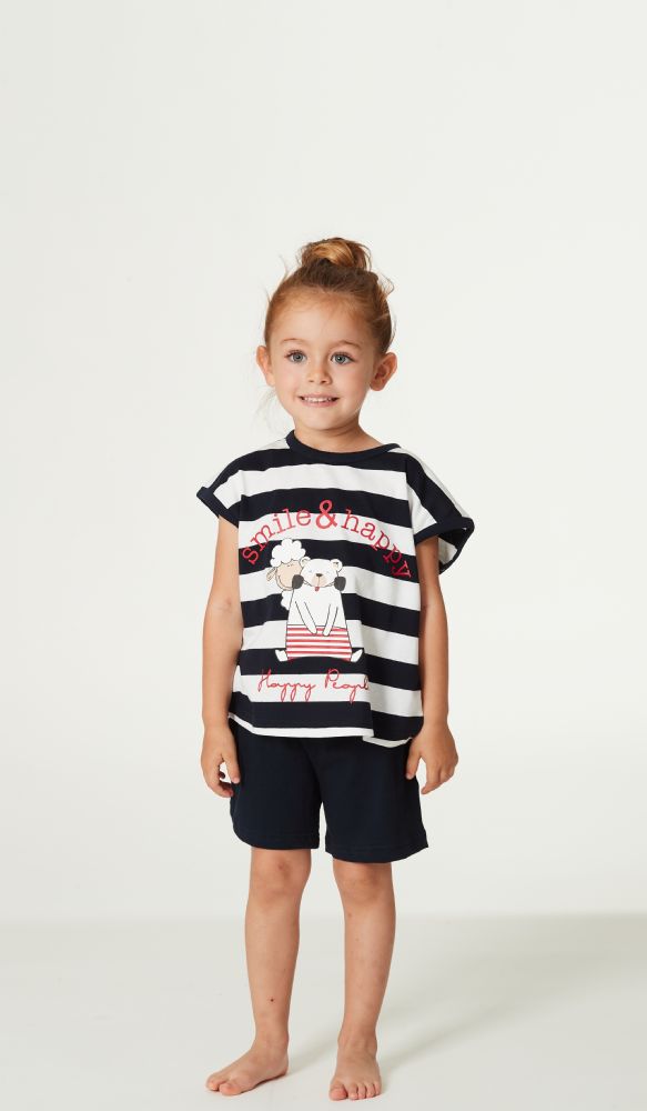 Vacchetti | Pigiama Bimba Corto Girocollo Happy People 5626 Cotone