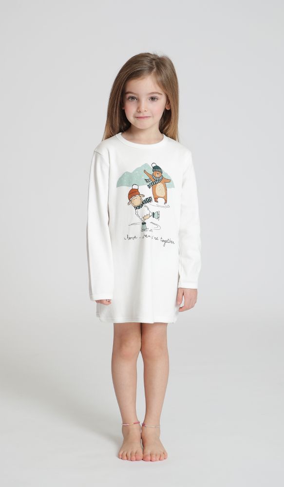 Vacchetti | Camicia Notte Girocollo Ragazza Happy People 5722/2 Caldo Cotone