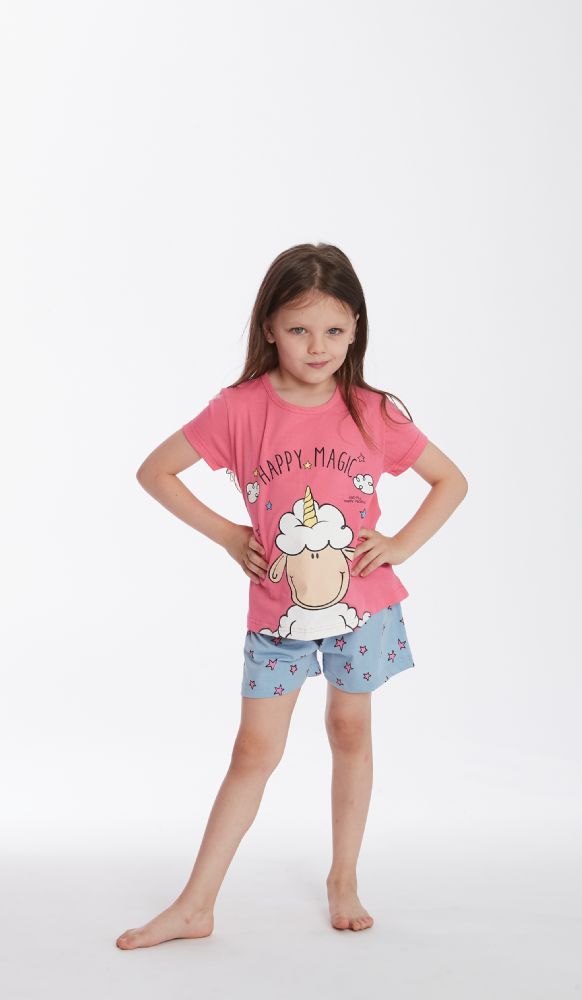 Vacchetti | Pigiama Ragazza Corto Girocollo Happy People 5919/2 Cotone