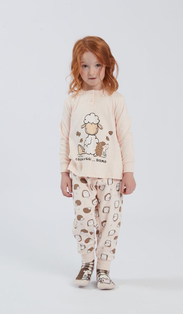 Vacchetti | Pigiama Ragazza Girocollo Con Polsino Fantasia Happy People 6363/2 Caldo Cotone