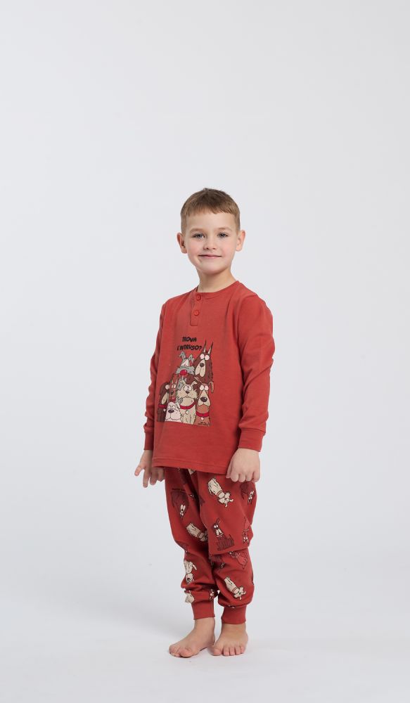 Vacchetti | Pigiama Bambino Serafino Con Polsino Fantasia Happy People 6791 Caldo Cotone