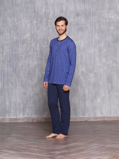 Vacchetti | Pigiama Uomo Serafino 74775 Cotone Jersey