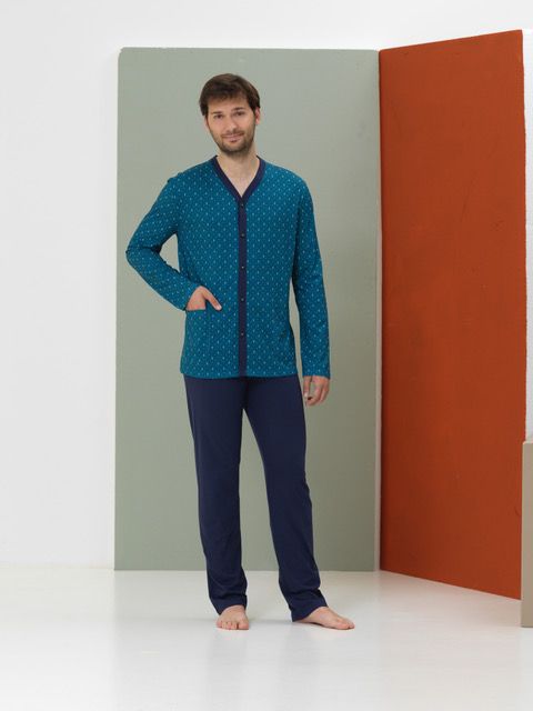 Vacchetti | Pigiama Uomo Aperto 74887 Cotone Jersey