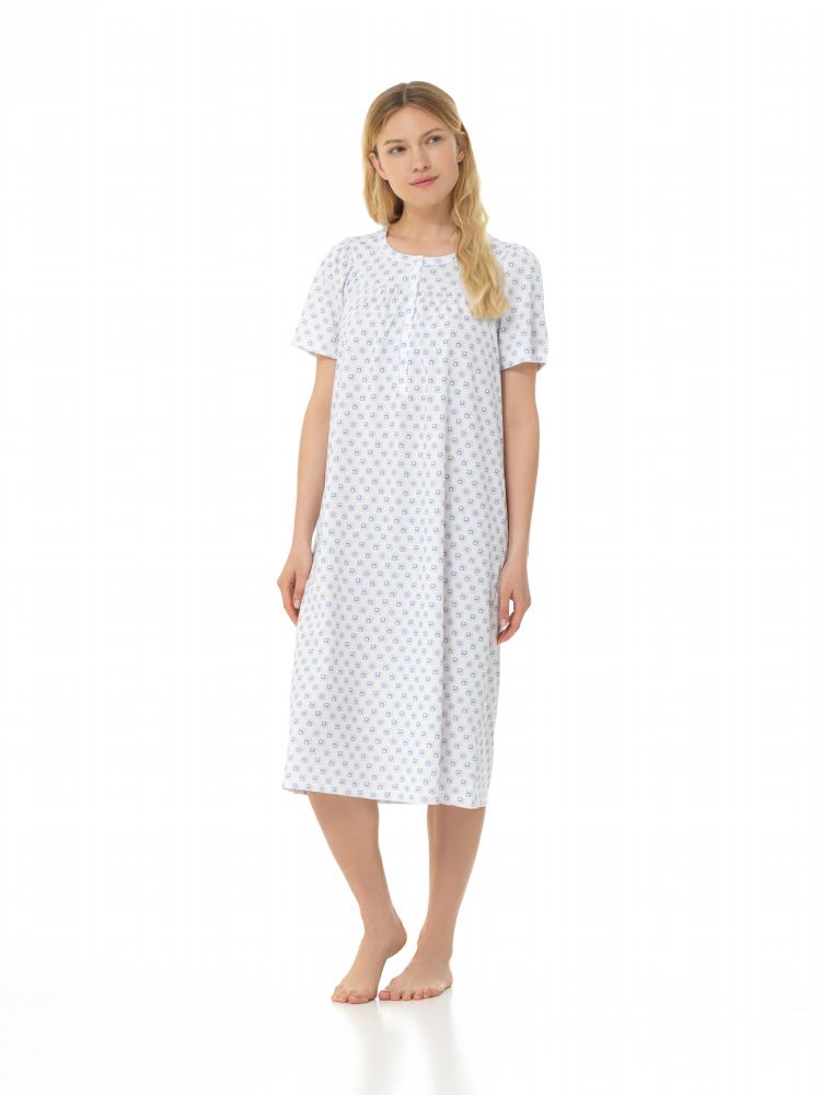 Vacchetti | Camicia Da Notte Donna Manica Corta Serafino 74946 Cotone Jersey