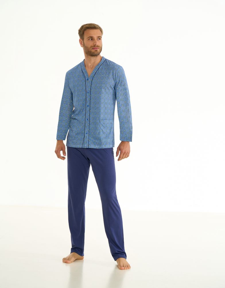 Vacchetti | Pigiama Uomo Aperto Fantasia 75124 Cotone Jersey