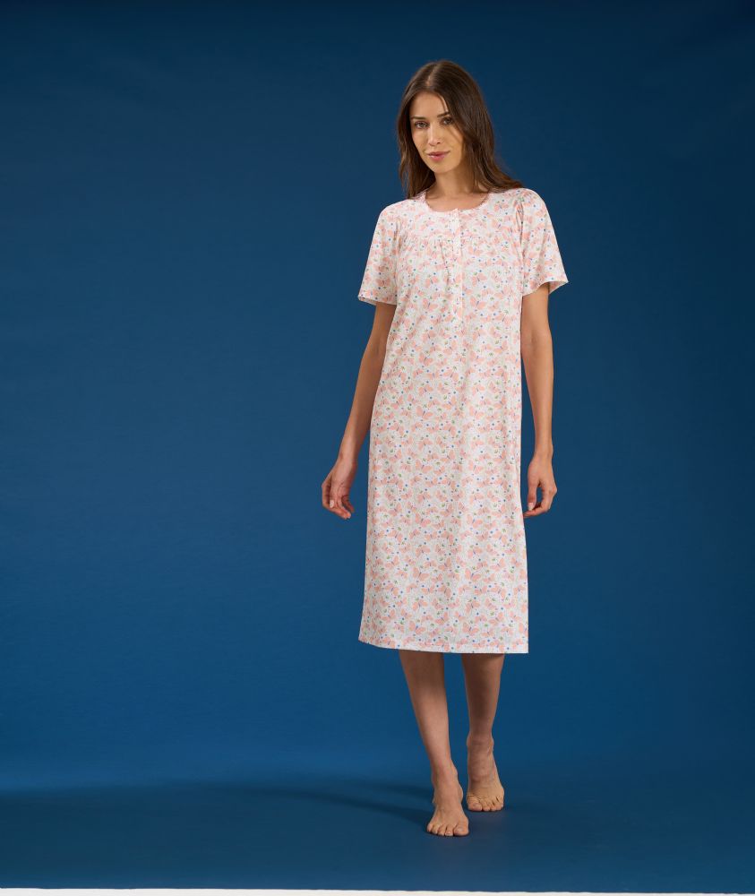 Vacchetti | Camicia Da Notte Serafino Maniche Corte Fantasia 75204 Cotone Jersey