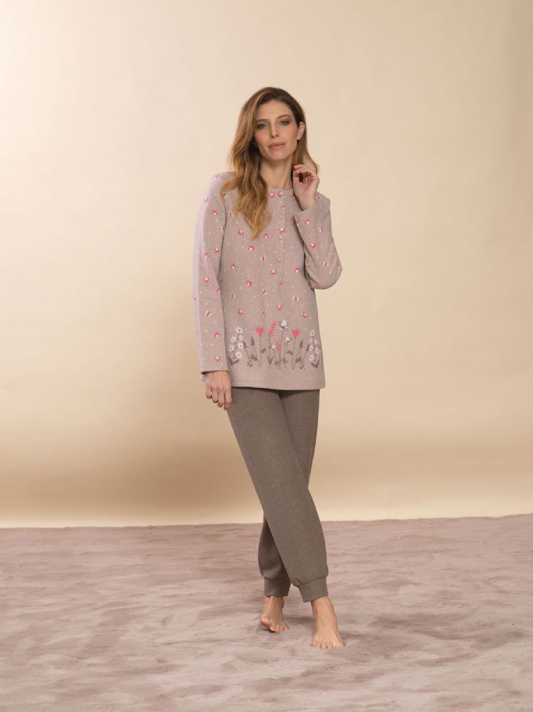 Vacchetti | Pigiama Donna Serafino Con Polsino 77863 Punto Milano