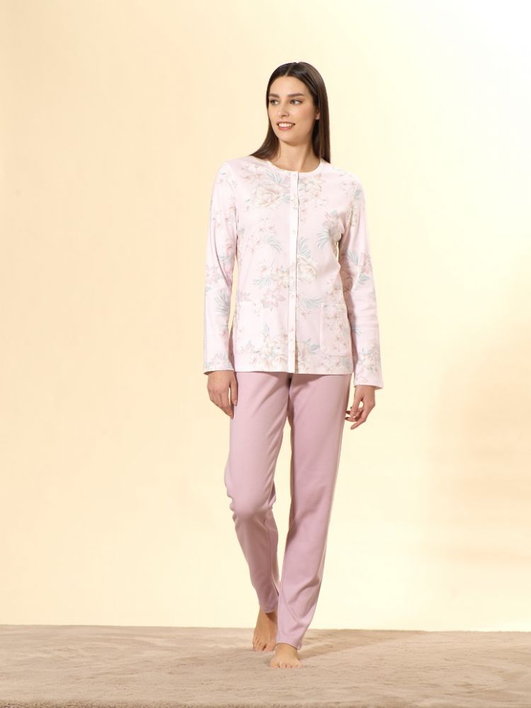 Vacchetti | Pigiama Donna Aperto 92075 Caldo Cotone
