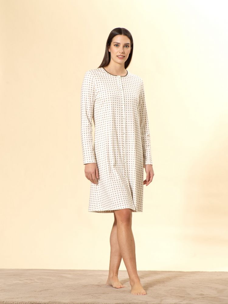 Vacchetti | Camicia Da Notte Aperta 92078 Caldo Cotone