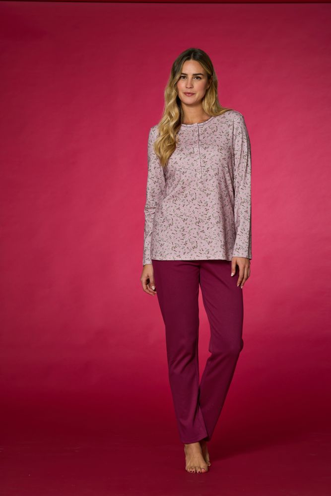 Vacchetti | Pigiama Donna Serafino Con Polsino Fantasia 92226 Caldo Cotone