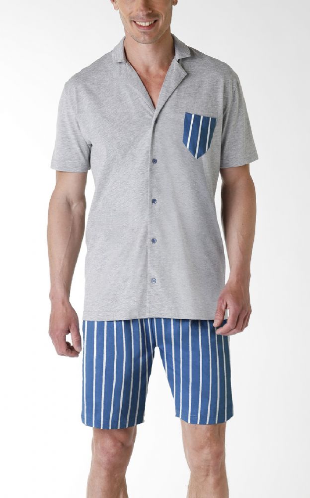Vacchetti | Pigiama Uomo Corto Aperto Con Colletto L0DAQ Cotone Jersey