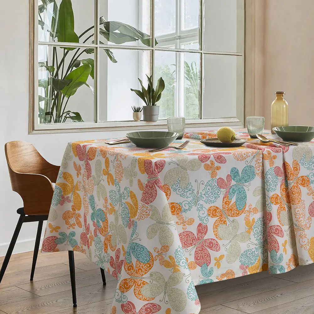 Vacchetti | Tovaglia Rettangolare 6 Posti Fantasia Smart Butterfly Cotone