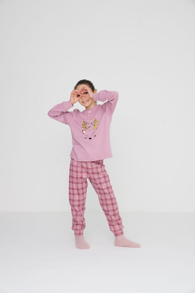 Vacchetti | Pigiama Bambina / Ragazza Serafino Con Polsino FE2449PS Caldo Cotone