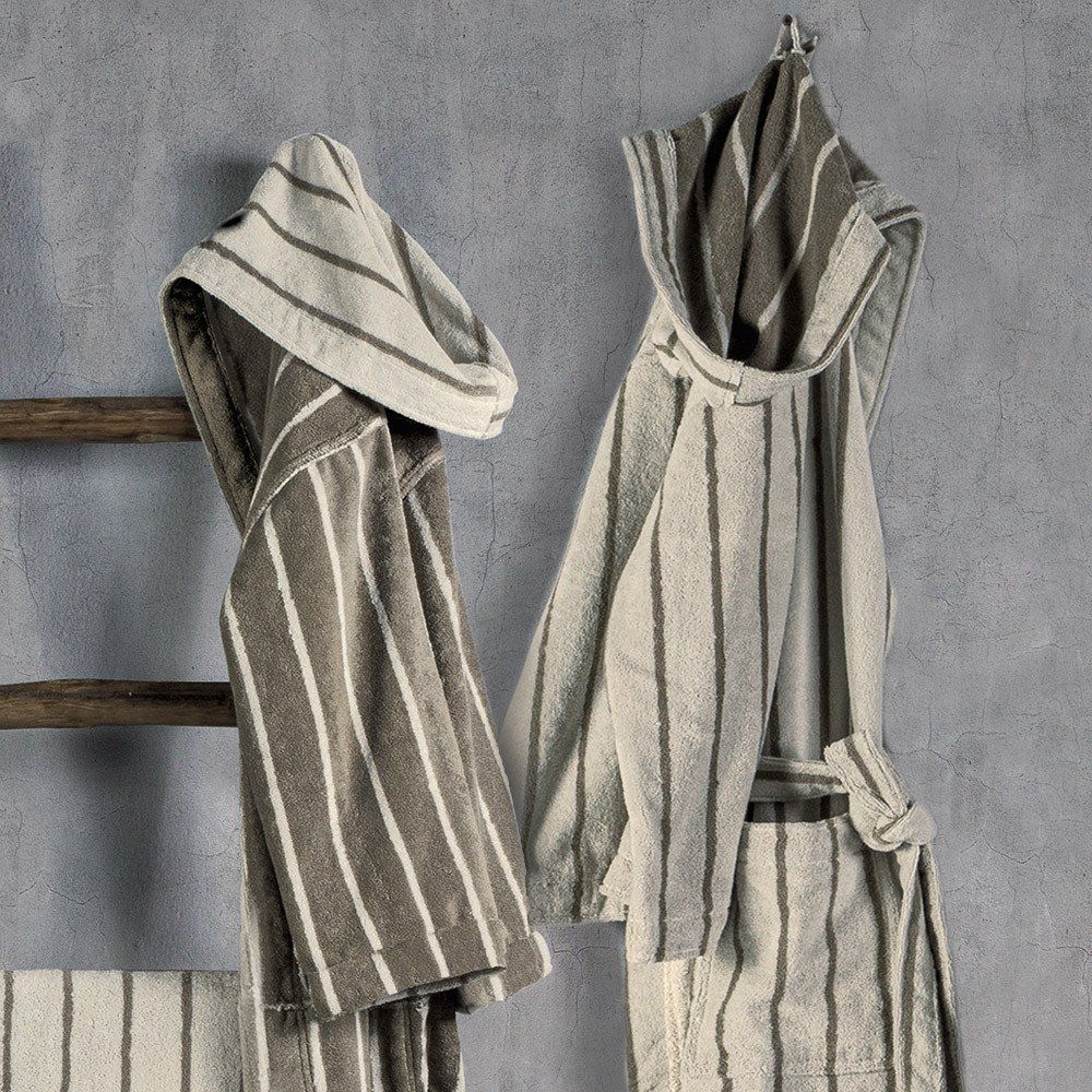 Vacchetti | Accappatoio Con Cappuccio Naturae Fiume Spugna Jacquard