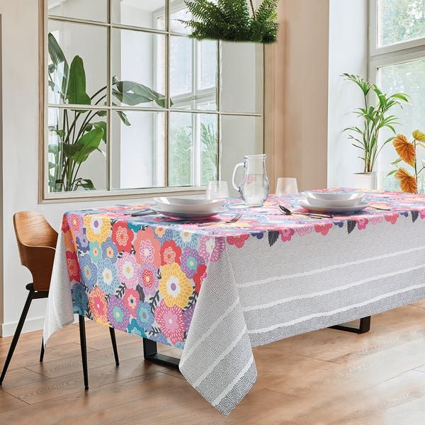 Vacchetti | Tovaglia Rettangolare Antimacchia 12 Posti 150 x 270 cm Cucinando Florinda Cotone