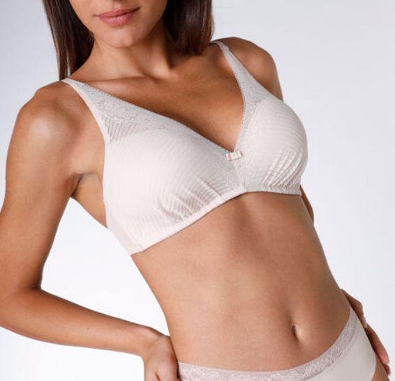 Vacchetti | Reggiseno A Vela Imbottito Pizzo Senza Ferretto L053E Microfibra