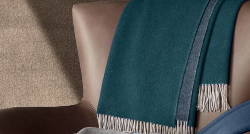 Vacchetti | Coperta Plaid 250gr. Con Frange Tinta Unita Gold Lana/Viscosa