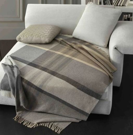Vacchetti | Coperta Plaid 250gr. Scozzese Con Frange Grenoble Lana 100% Merino Australiano