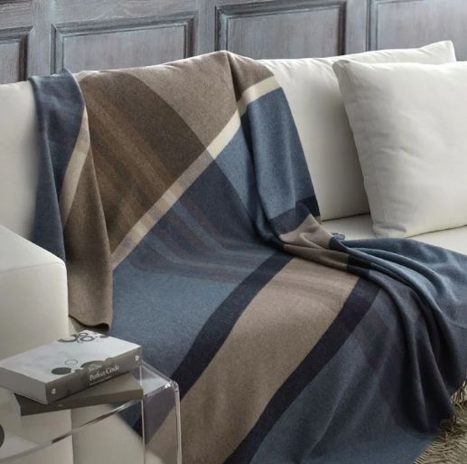 Vacchetti | Coperta Plaid 250gr. Scozzese Con Frange Grenoble Lana 100% Merino Australiano