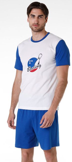 Vacchetti | Pigiama Uomo Corto Girocollo con Stampa Bowling L0CSU Puro cotone jersey