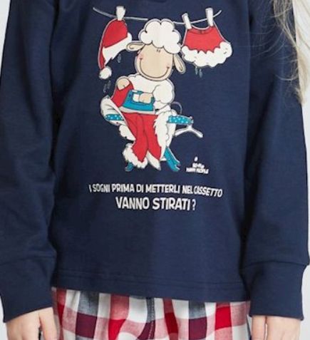 Vacchetti | Pigiama Bambino e Bambina Serafino con Polsino Natalizio Happy People 5827 caldo cotone