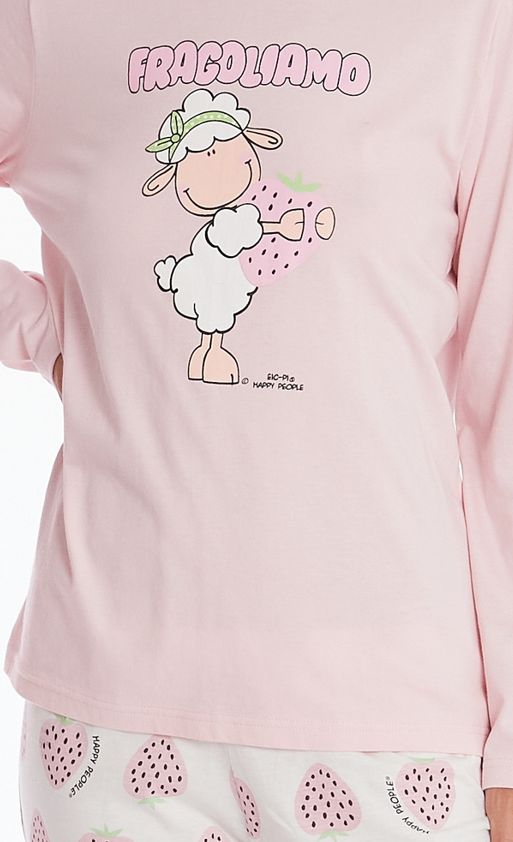 Vacchetti | Pigiama Donna Girocollo Happy People 5930 Cotone