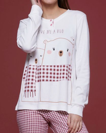 Vacchetti | Pigiama Donna Serafino Con Polsino Noidinotte Hug Me FA7897AB Cotone Caldo