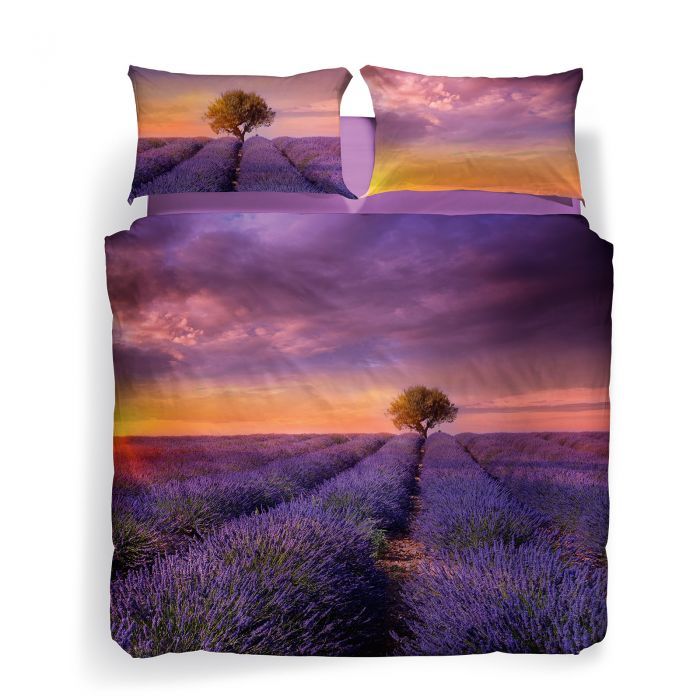 Vacchetti | Completo Copripiumino 2 Piazze Lavender Sun Cotone