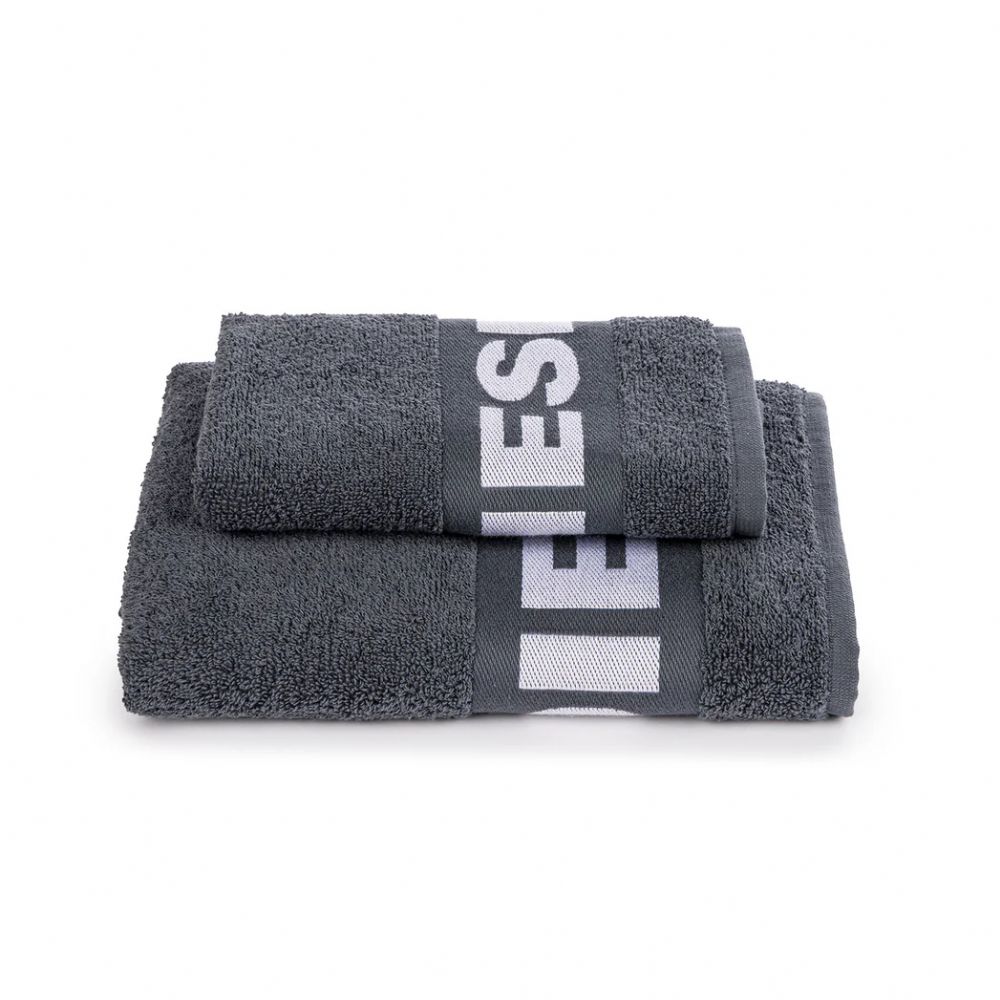 Vacchetti | Set Asciugamani Viso + Ospite Tinta Unita Diesel Logo Spugna