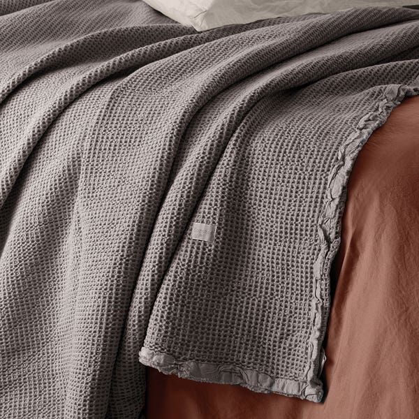 Vacchetti | Copriletto Leggero 2 Piazze Tinta Unita Memoria Cotone Jacquard Nido D'Ape