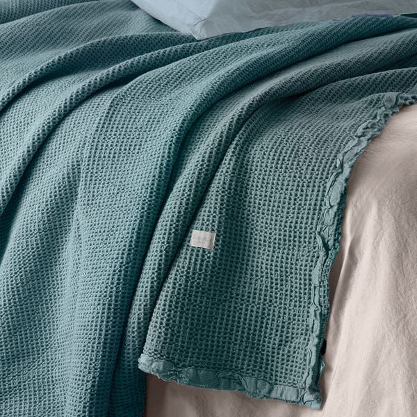 Vacchetti | Copriletto Leggero 2 Piazze Tinta Unita Memoria Cotone Jacquard Nido D'Ape