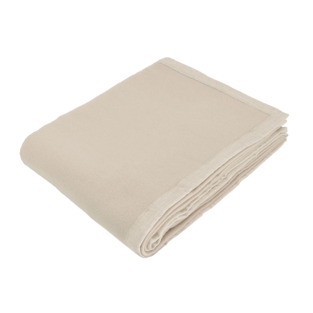 Vacchetti | Coperta 1 Piazza E Mezza 280gr. Tinta Unita Bordo In Tessuto Origami Light Lana 100% Merino Australiano