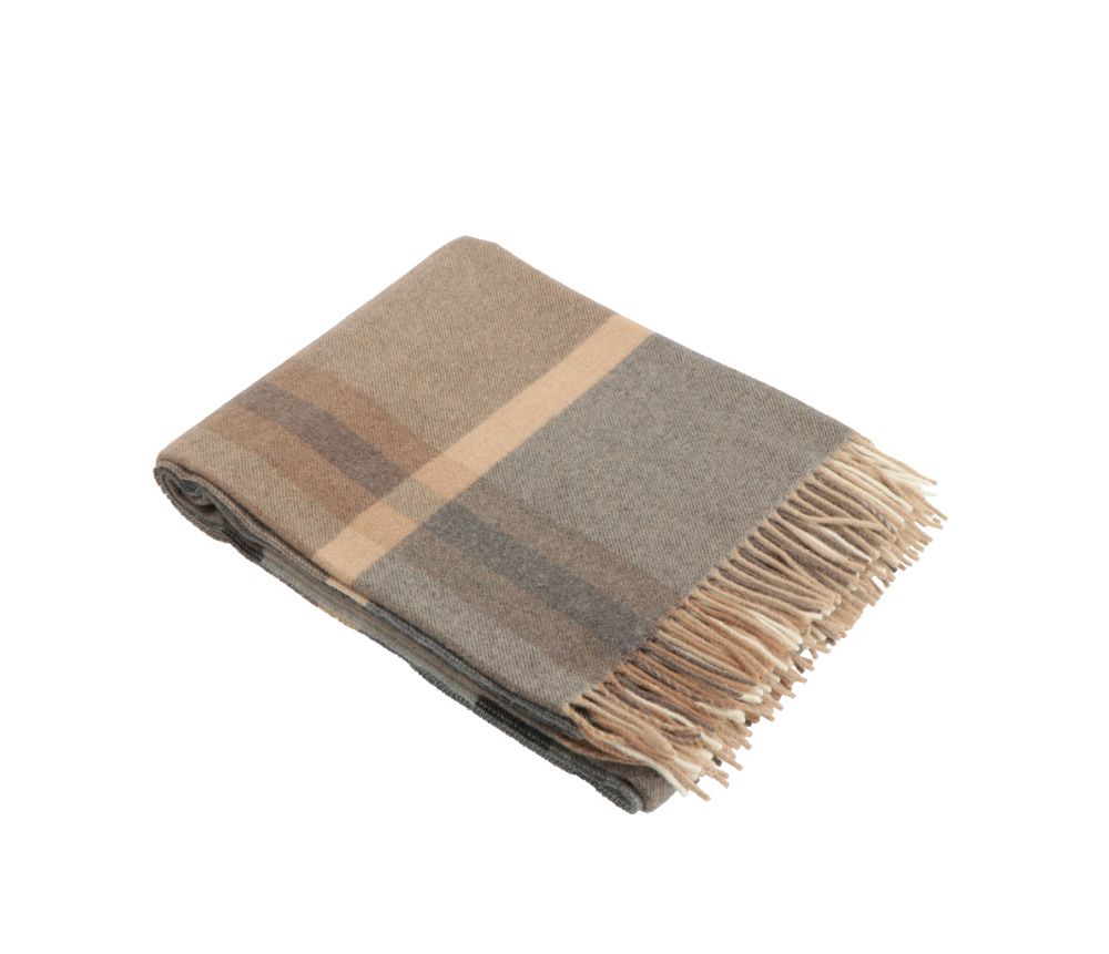 Vacchetti | Coperta Plaid 250gr. Scozzese Con Frange Grenoble Lana 100% Merino Australiano