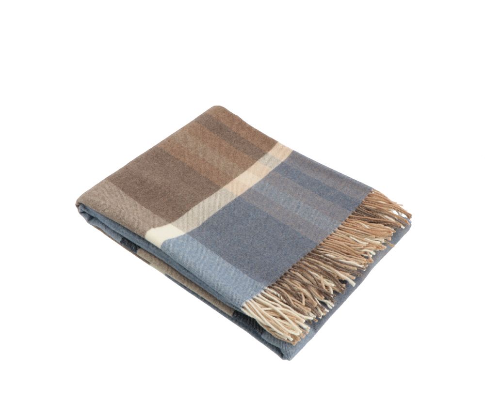 Vacchetti | Coperta Plaid 250gr. Scozzese Con Frange Grenoble Lana 100% Merino Australiano