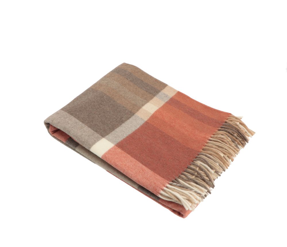 Vacchetti | Coperta Plaid 250gr. Scozzese Con Frange Grenoble Lana 100% Merino Australiano