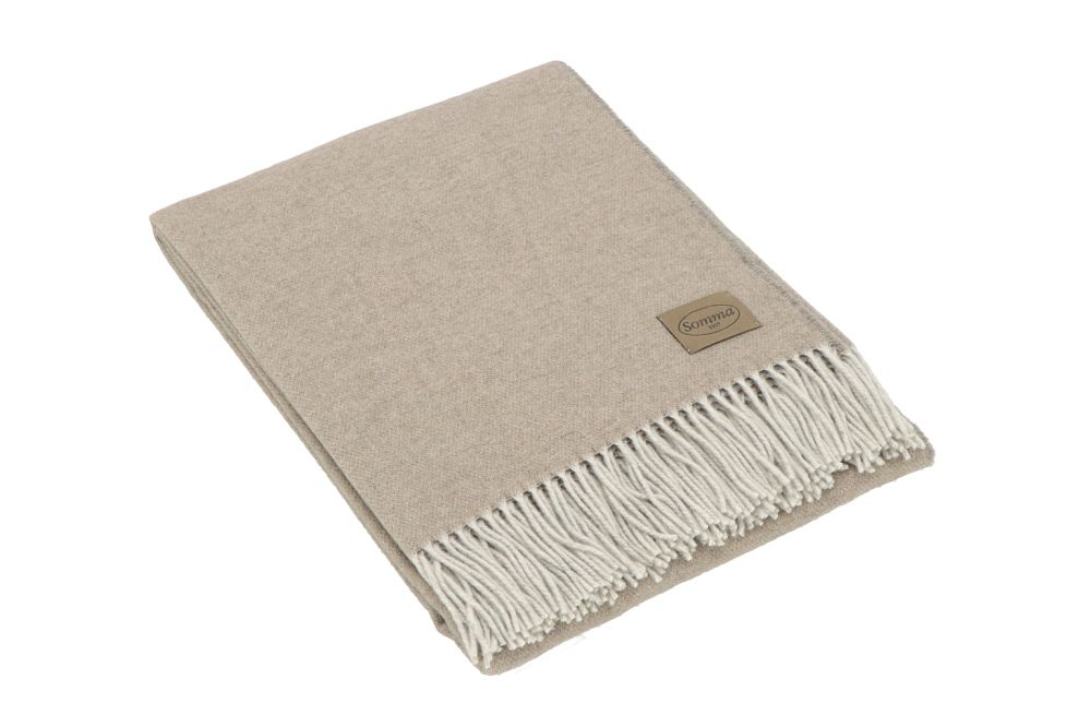 Vacchetti | Coperta Plaid 250gr. Con Frange Tinta Unita Gold Lana/Viscosa