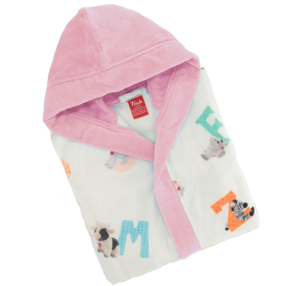 Vacchetti | Accappatoio Cappuccio Baby/Bambino Alfabeto Trudi Spugna Di Cotone