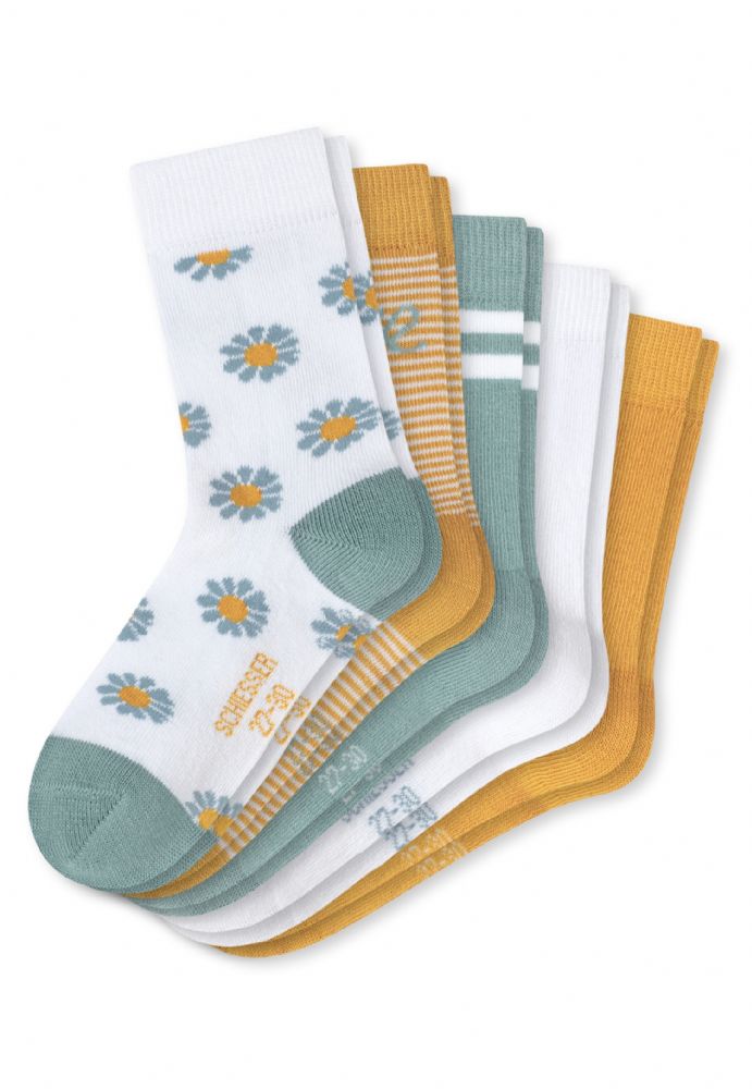 Vacchetti | 5 Calze Corte Ragazza Fantasia 177715 Cotone Elasticizzato