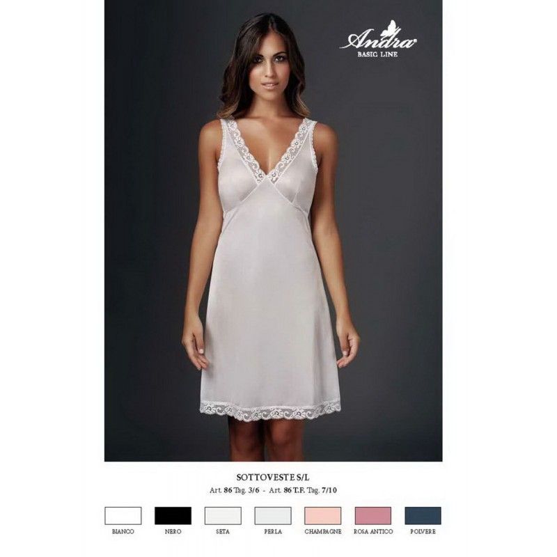 Vacchetti | Sottoveste Pizzo Spalla Larga Forma Seno 86 Microfibra