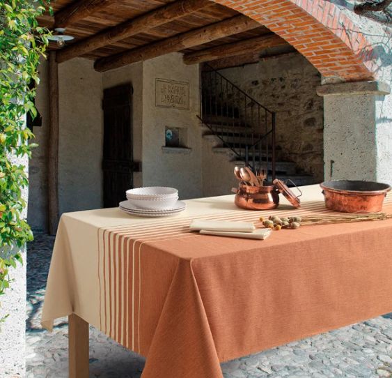 Vacchetti | Servizio Tavola Con Tovaglioli Orizzonte x6 Cotone Panama