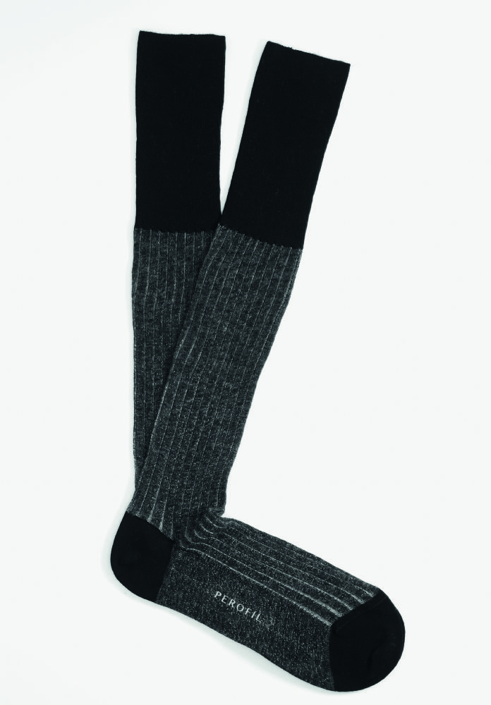 Vacchetti | Calza Lunga Uomo Costina Tinta Unita Melange VPRC93020 Cotone/Cashmere