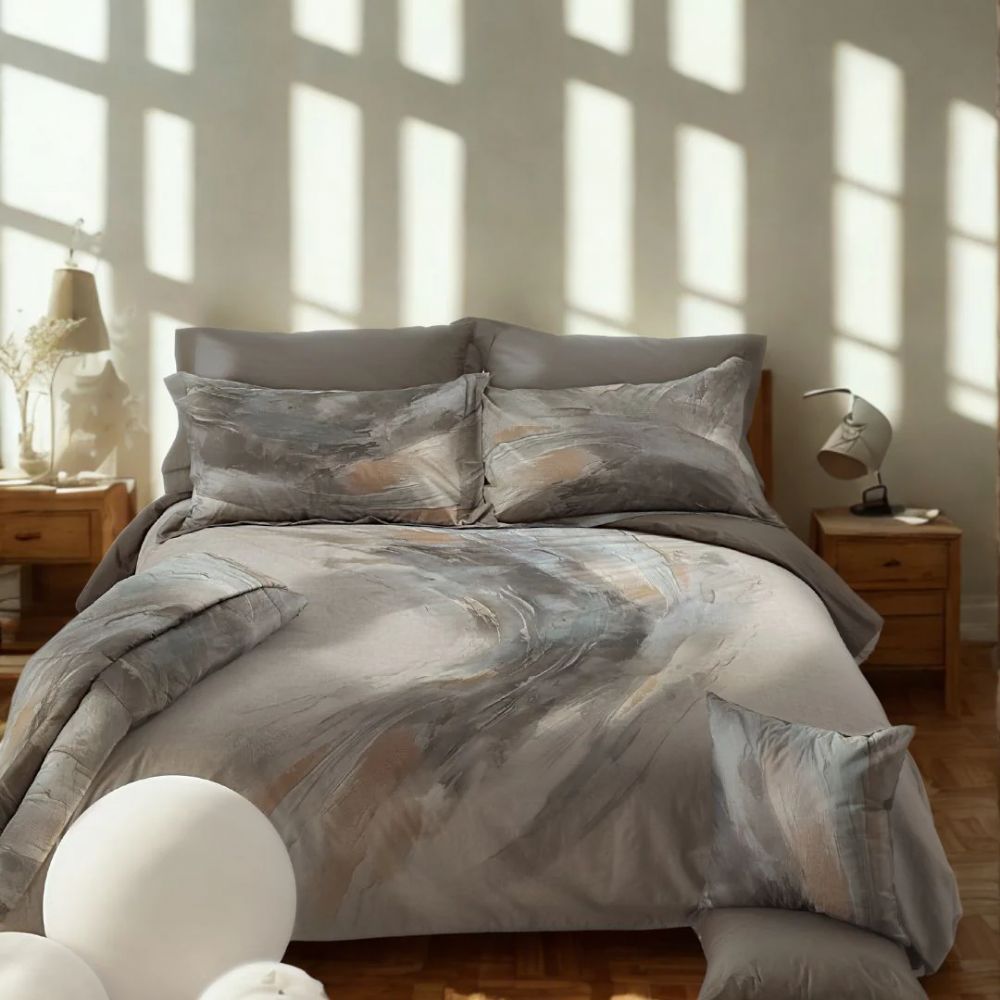 Vacchetti | Completo Lenzuolo / Copriletto 2 Piazze Fantasia Wind Cotone Percalle